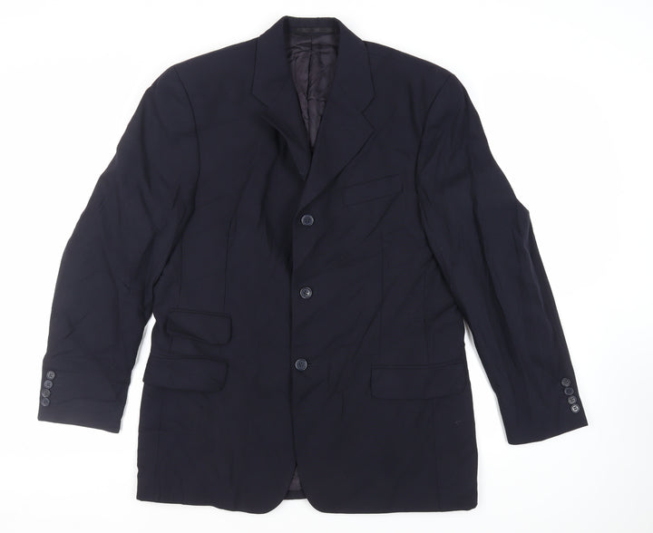 Simon Berwin Mens Blue Wool Jacket Suit Jacket Size 40 Regular