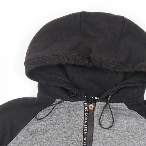 Pink Soda Womens Black Cotton Full Zip Hoodie Size 10 Zip - Pockets