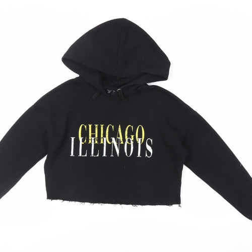New Look Girls Black Cotton Pullover Hoodie Size 10-11 Years Pullover - Chicago