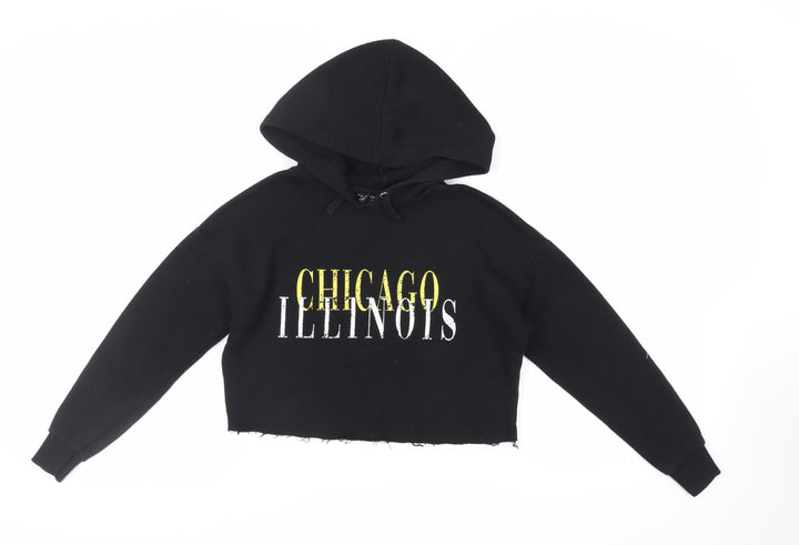 New Look Girls Black Cotton Pullover Hoodie Size 10-11 Years Pullover - Chicago