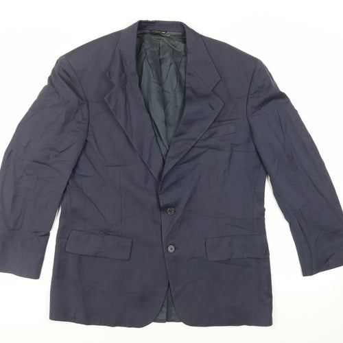 Bill Blass Mens Blue Striped Wool Jacket Suit Jacket Size 42 Regular