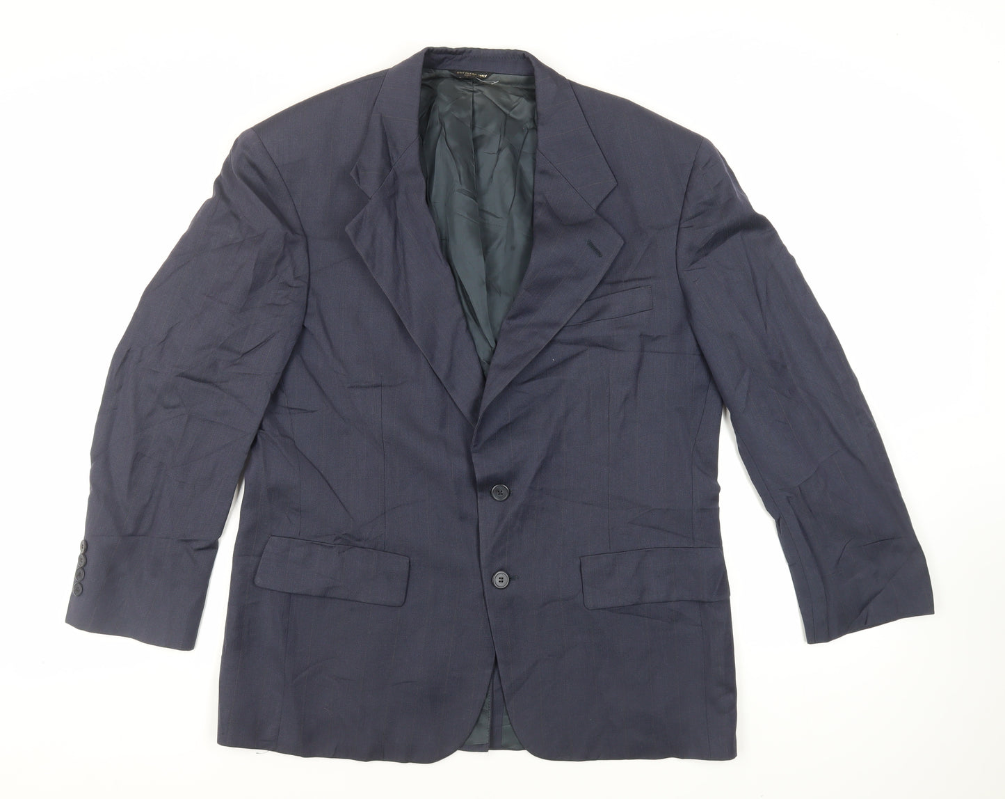 Bill Blass Mens Blue Striped Wool Jacket Suit Jacket Size 42 Regular