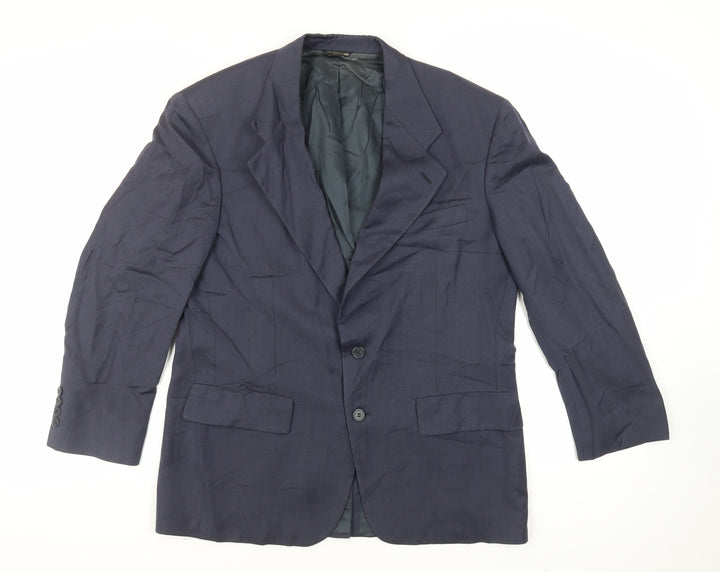Bill Blass Mens Blue Striped Wool Jacket Suit Jacket Size 42 Regular