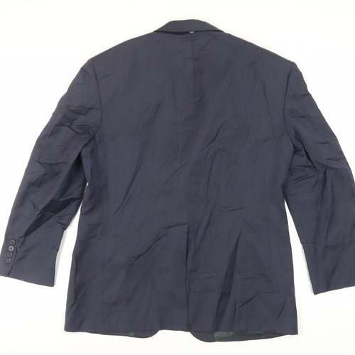 Bill Blass Mens Blue Striped Wool Jacket Suit Jacket Size 42 Regular