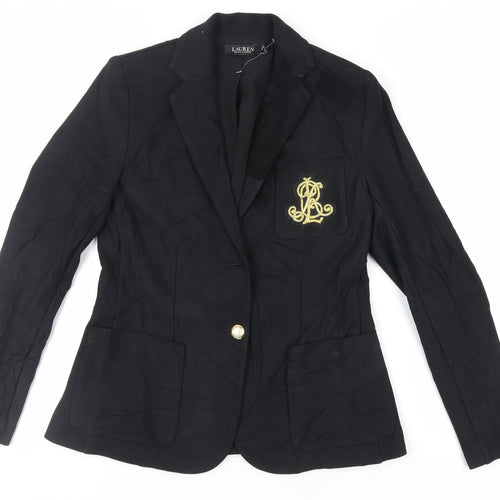 Lauren Ralph Lauren Womens Blue Jacket Blazer Size S Button - Embroidered