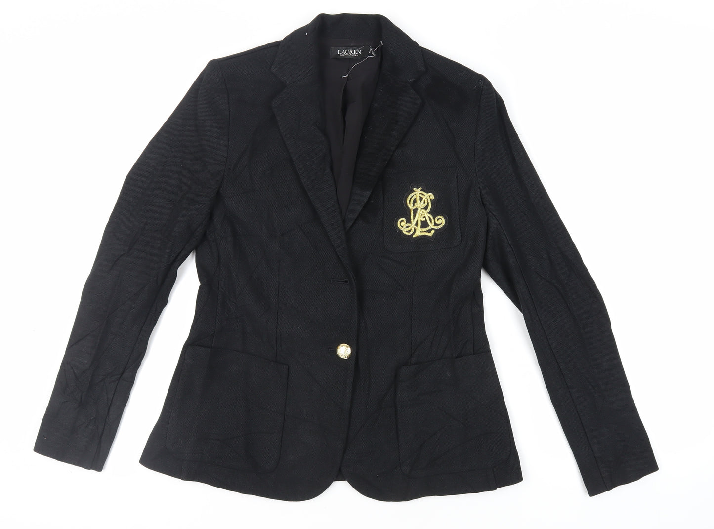 Lauren Ralph Lauren Womens Blue Jacket Blazer Size S Button - Embroidered
