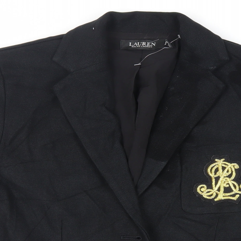 Lauren Ralph Lauren Womens Blue Jacket Blazer Size S Button - Embroidered