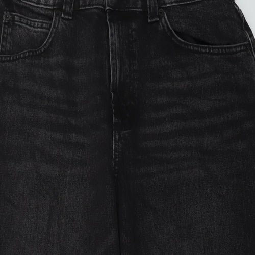 ASOS Womens Black Cotton Wide-Leg Jeans Size 30 in L26 in Regular Button
