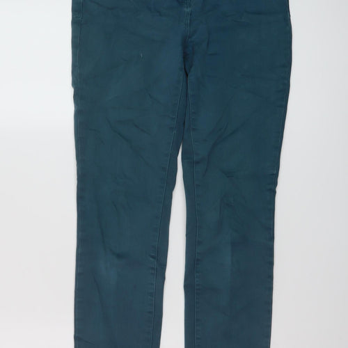 Marks and Spencer Womens Green Cotton Skinny Jeans Size 10 L27 in Regular Button