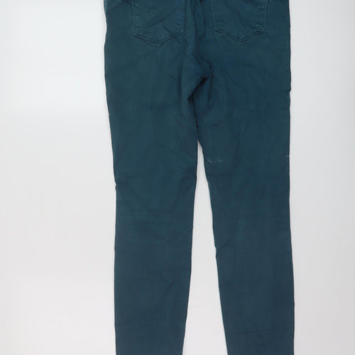 Marks and Spencer Womens Green Cotton Skinny Jeans Size 10 L27 in Regular Button