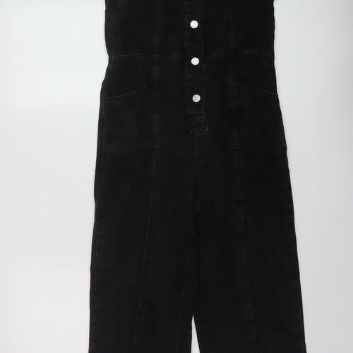 NEXT Girls Black Cotton Dungaree One-Piece Size 13 Years Button