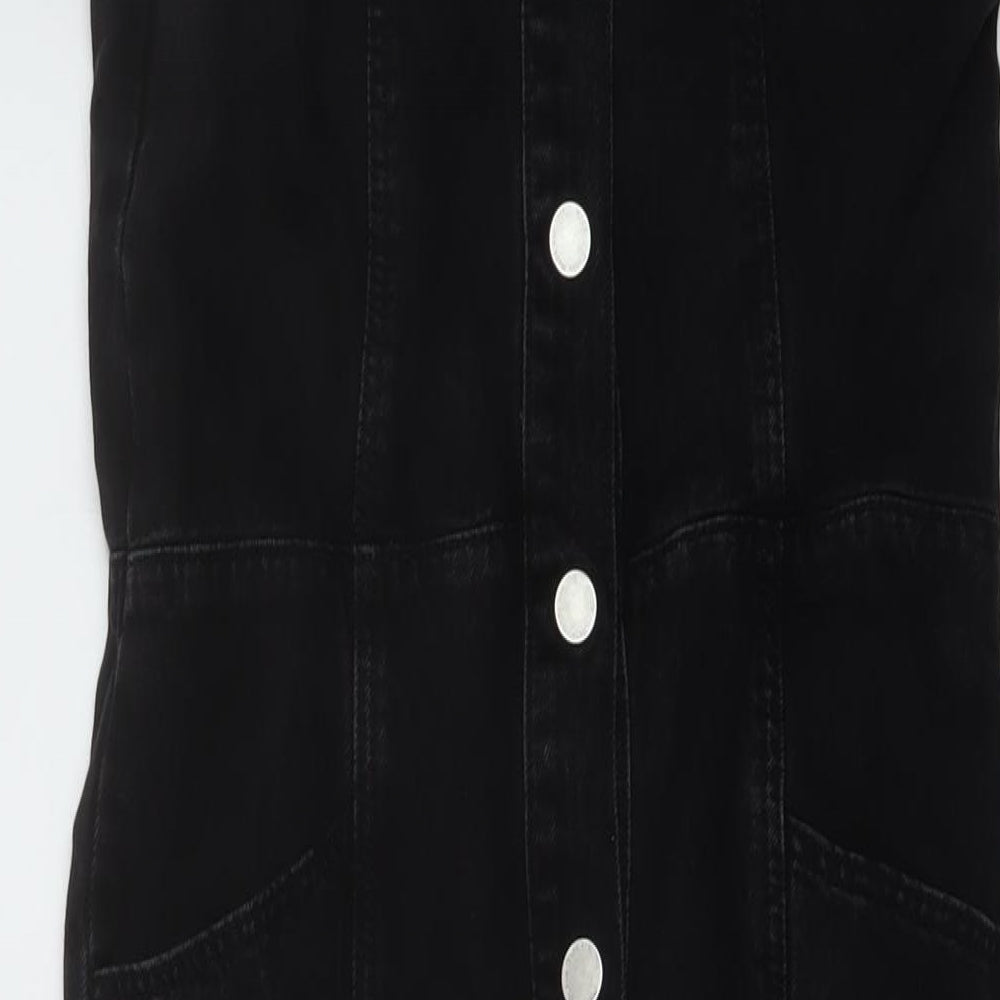 NEXT Girls Black Cotton Dungaree One-Piece Size 13 Years Button