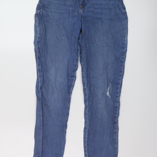 River Island Girls Blue Cotton Skinny Jeans Size 13-14 Years Regular Button