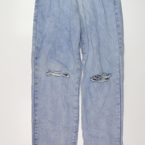Nasty Gal Womens Beige Cotton Wide-Leg Jeans Size 10 L33 in Regular Button