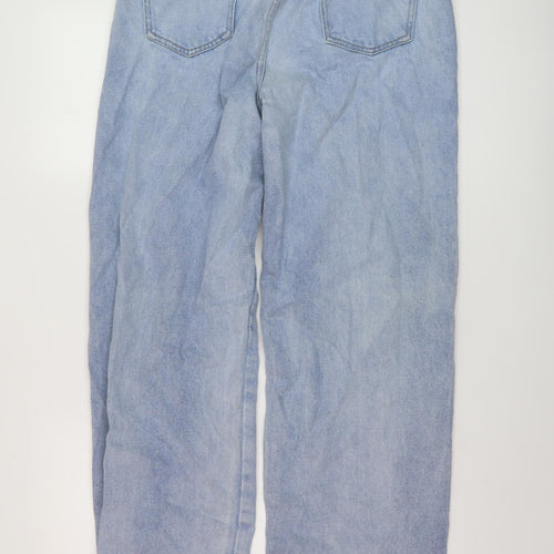 Nasty Gal Womens Beige Cotton Wide-Leg Jeans Size 10 L33 in Regular Button