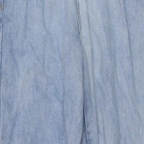 Nasty Gal Womens Beige Cotton Wide-Leg Jeans Size 10 L33 in Regular Button