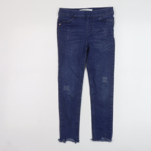 Denim & Co. Girls Blue Cotton Jegging Jeans Size 8-9 Years Regular Pullover