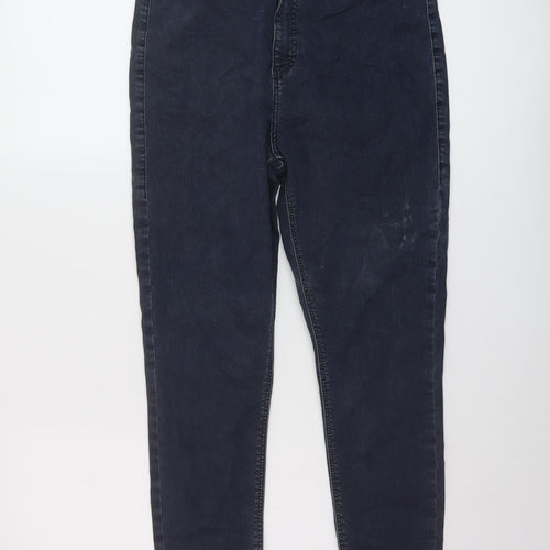 Topshop Womens Blue Cotton Skinny Jeans Size 34 in L26 in Regular Button