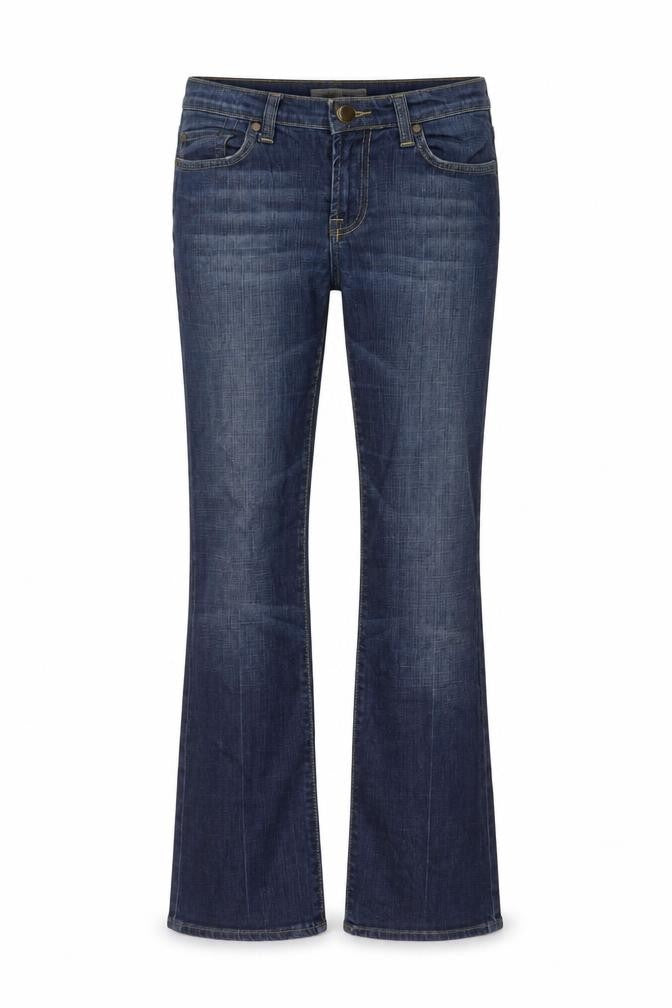 Front view of Rag Freak women’s blue cotton bootcut jeans, size UK 10, 30-inch leg regular button