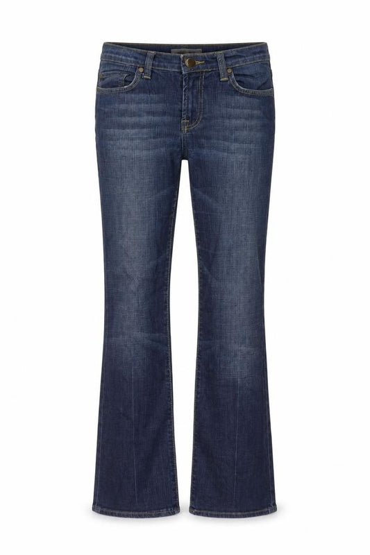 Front view of Rag Freak women’s blue cotton bootcut jeans, size UK 10, 30-inch leg regular button