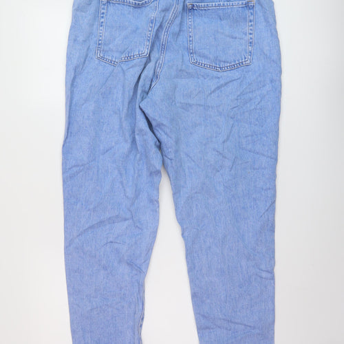 F&F Womens Blue Cotton Mom Jeans Size 16 L27 in Regular Button