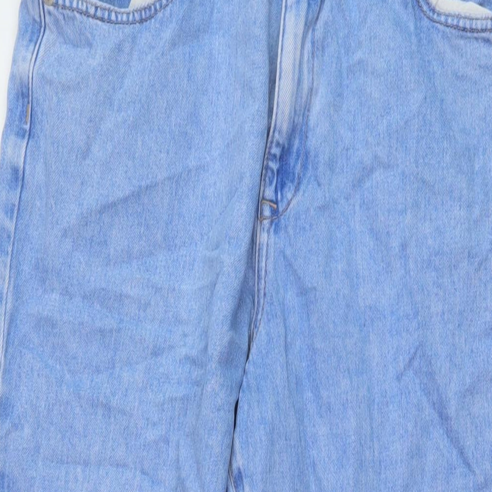 F&F Womens Blue Cotton Mom Jeans Size 16 L27 in Regular Button