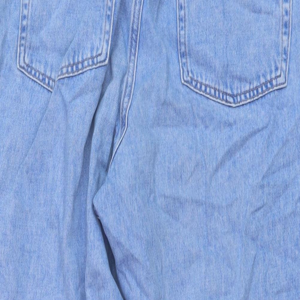 F&F Womens Blue Cotton Mom Jeans Size 16 L27 in Regular Button