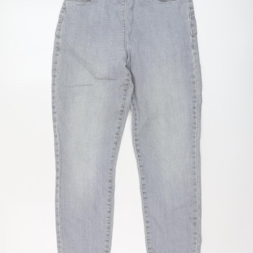 NEXT Womens Grey Cotton Skinny Jeans Size 14 L28 in Regular