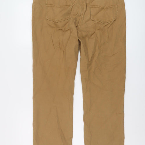 Cotton Traders Womens Brown Cotton Straight Jeans Size 16 L30 in Regular Button