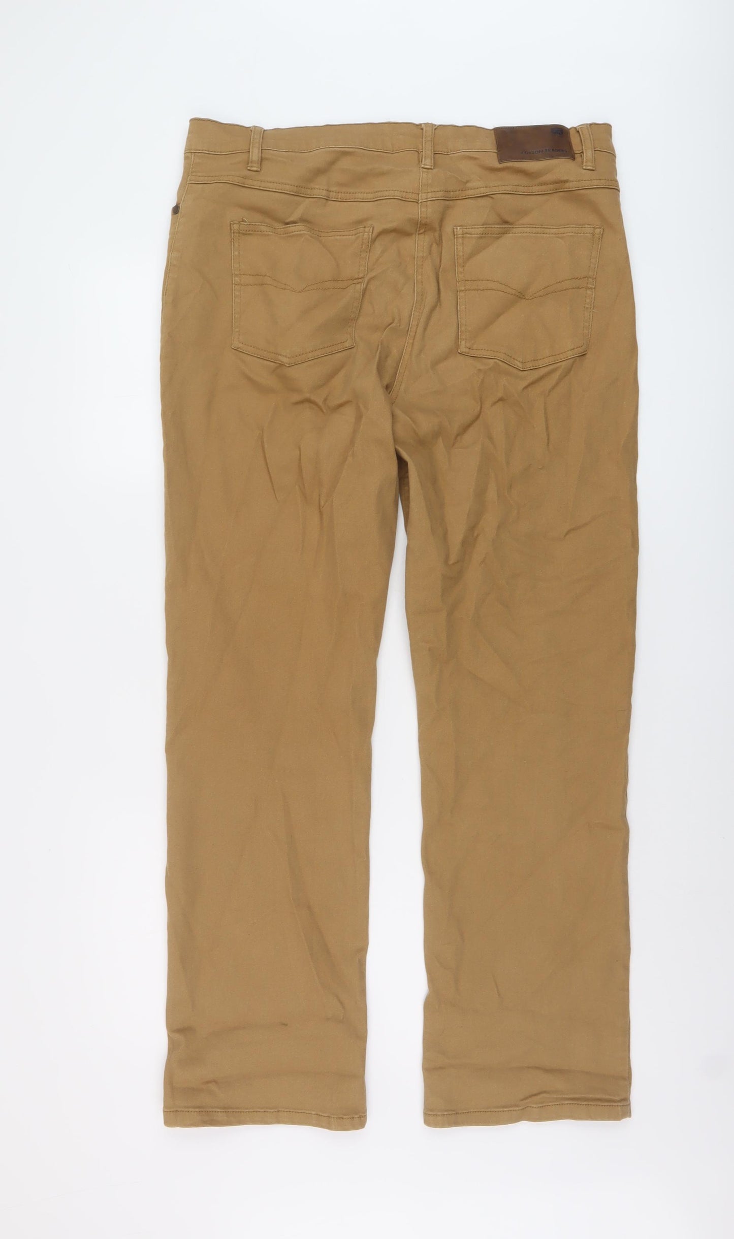 Cotton Traders Womens Brown Cotton Straight Jeans Size 16 L30 in Regular Button