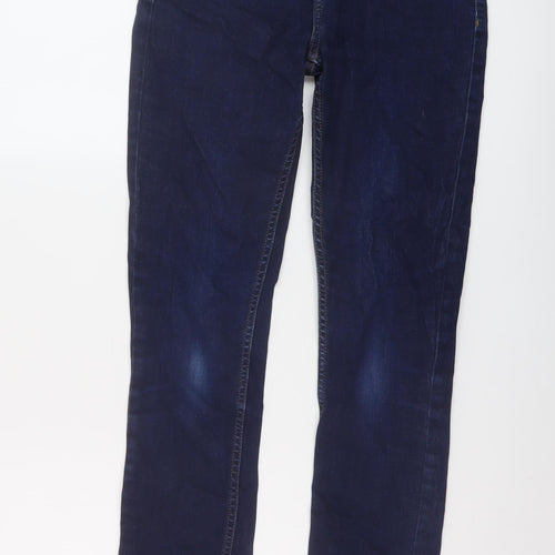 John Lewis Womens Blue Cotton Straight Jeans Size 8 L28 in Regular Button