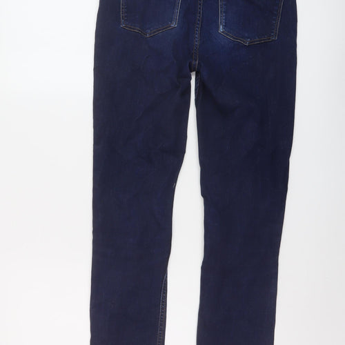 John Lewis Womens Blue Cotton Straight Jeans Size 8 L28 in Regular Button