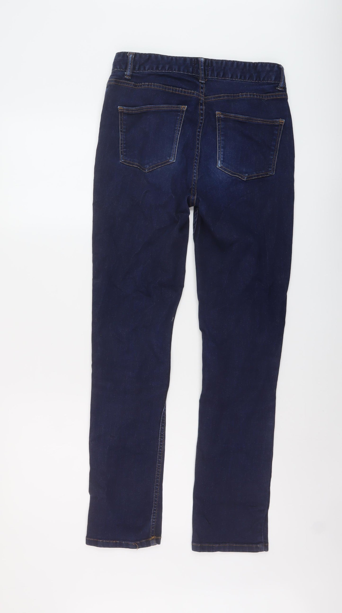 John Lewis Womens Blue Cotton Straight Jeans Size 8 L28 in Regular Button