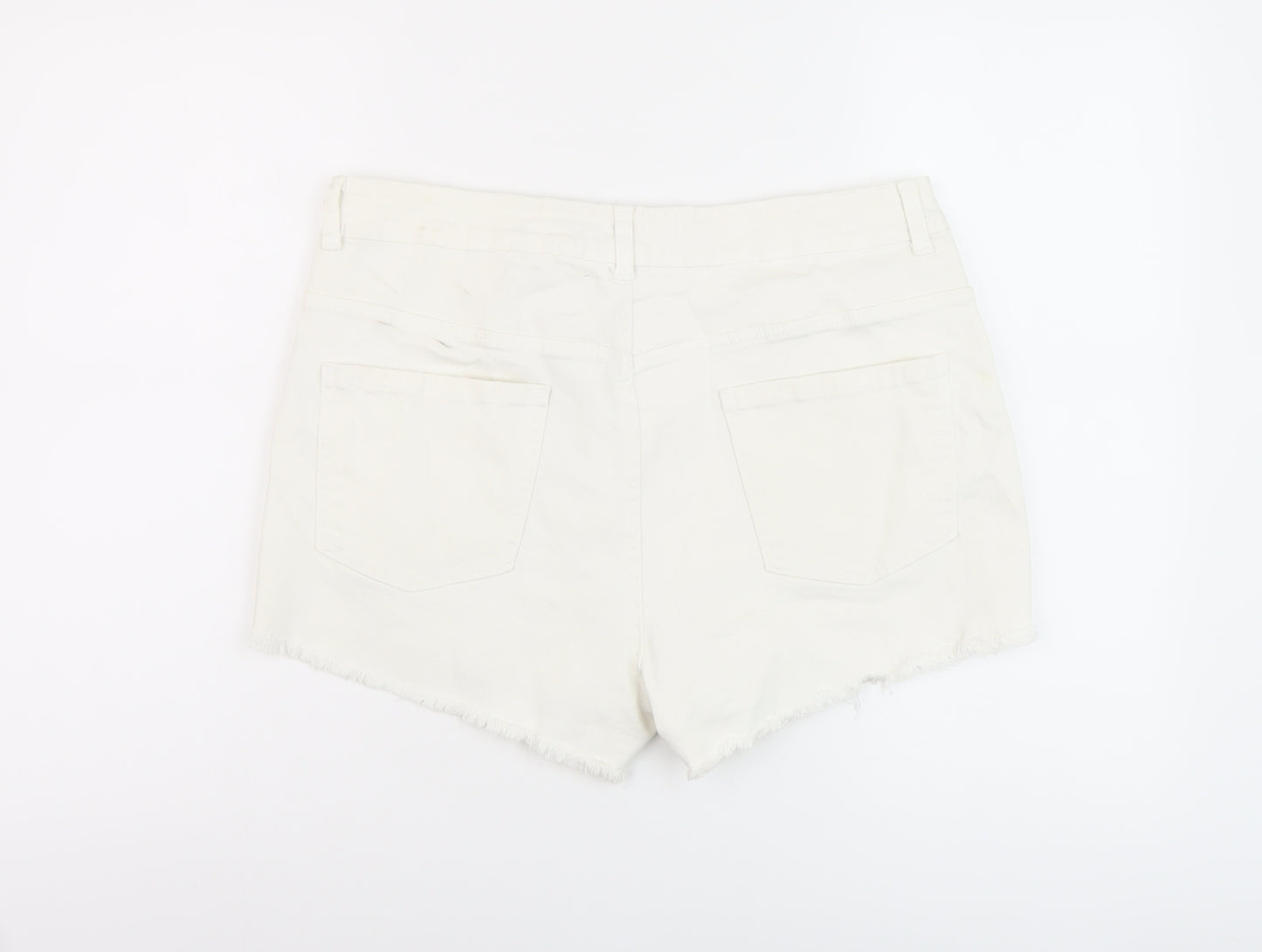 Denim & Co. Womens White Cotton Hot Pants Shorts Size 16 L4 in Regular Button