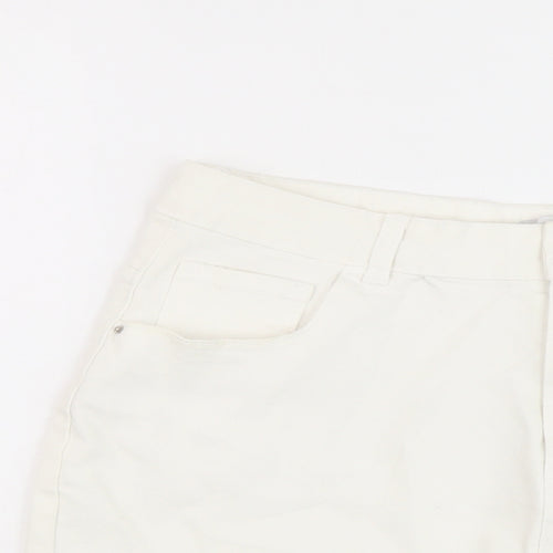 Denim & Co. Womens White Cotton Hot Pants Shorts Size 16 L4 in Regular Button