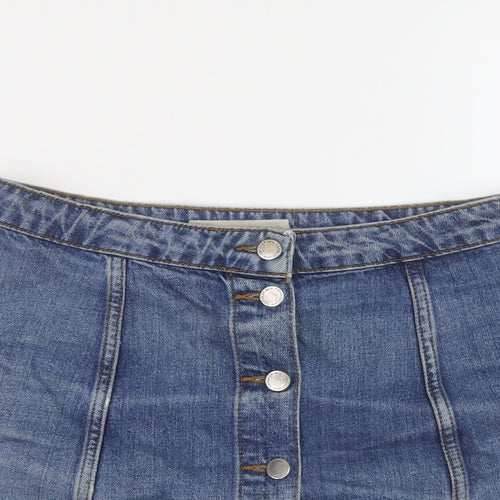 Topshop Womens Blue Cotton Mini Skirt Size 30 in Button