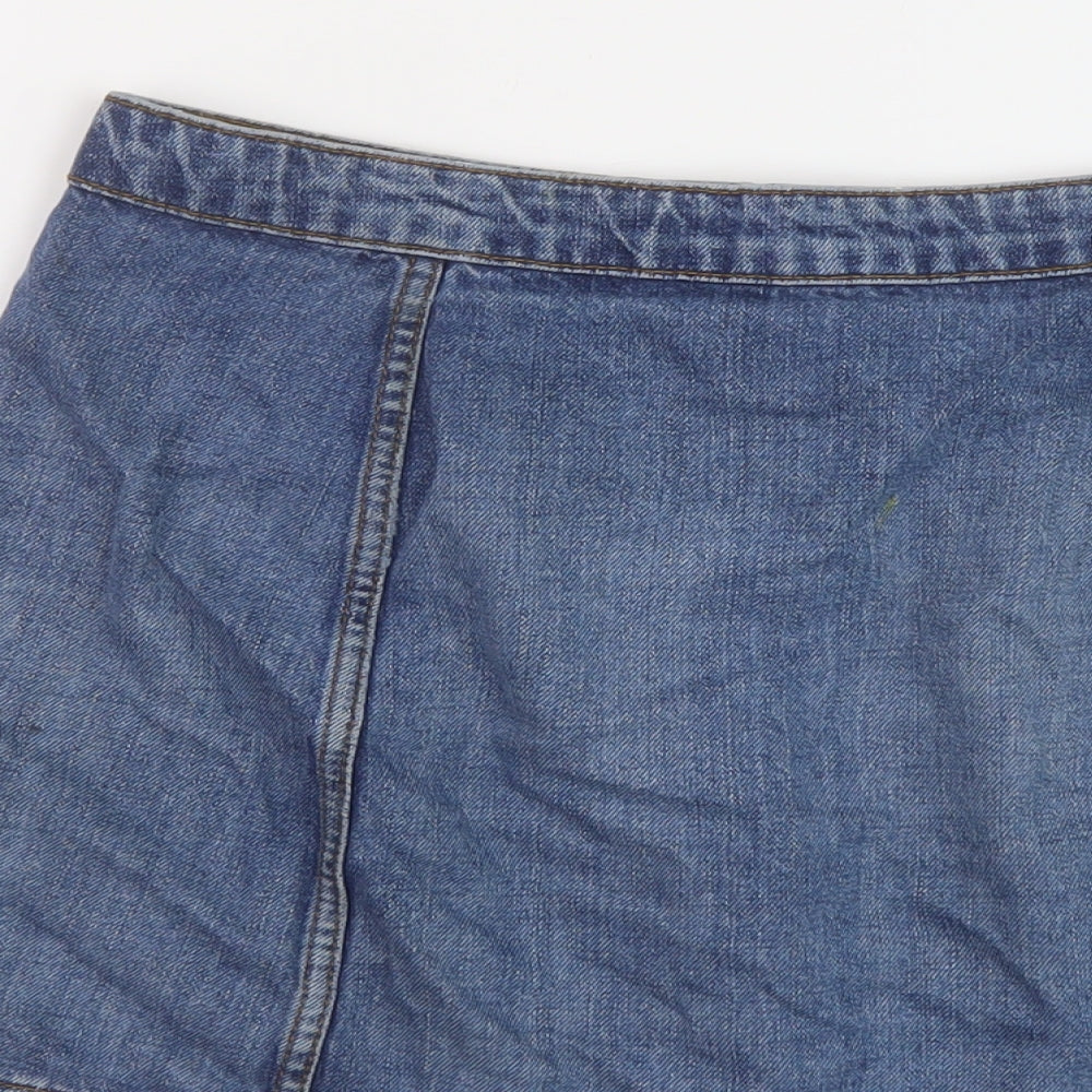 Topshop Womens Blue Cotton Mini Skirt Size 30 in Button