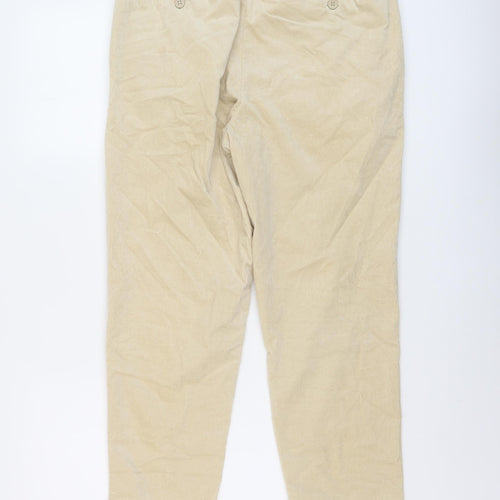 Zara Womens Beige Cotton Trousers Size M L27 in Regular Drawstring
