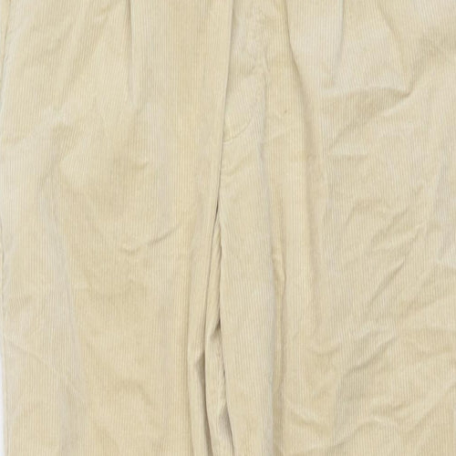 Zara Womens Beige Cotton Trousers Size M L27 in Regular Drawstring