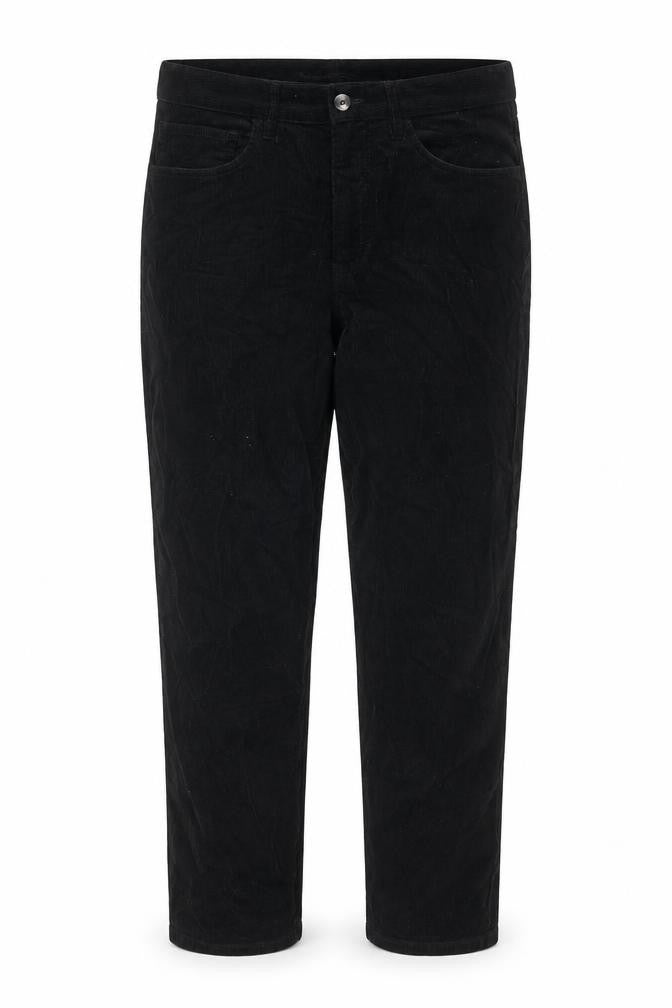Front view of Mango women’s green cotton trousers, size UK 16, 27-inch leg regular button