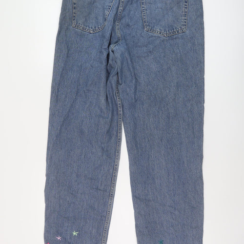 BDG Womens Blue Geometric Cotton Wide-Leg Jeans Size 32 in L30 in Regular Button