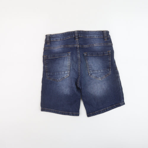 Brave Soul Womens Blue Cotton Bermuda Shorts Size S L8 in Regular Button