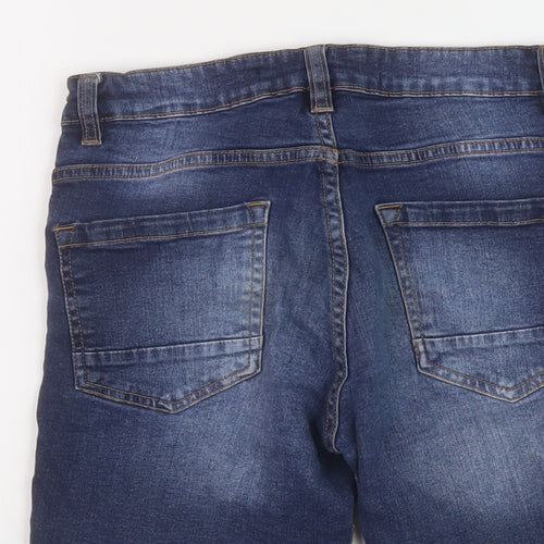 Brave Soul Womens Blue Cotton Bermuda Shorts Size S L8 in Regular Button