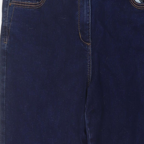 M&Co Womens Blue Cotton Straight Jeans Size 16 L28 in Regular Button