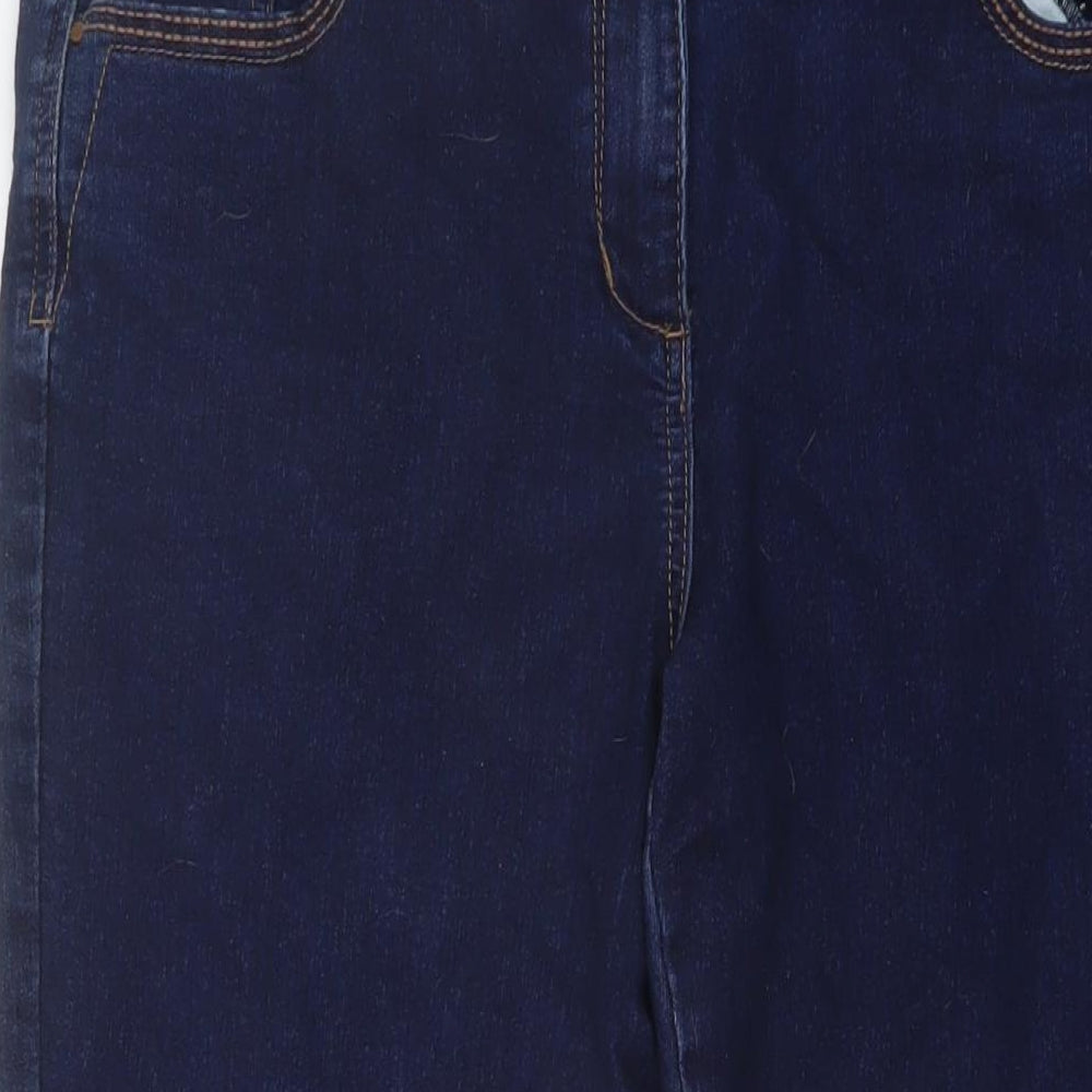 M&Co Womens Blue Cotton Straight Jeans Size 16 L28 in Regular Button