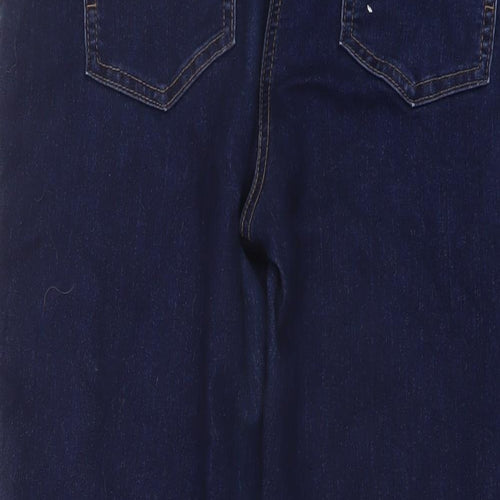 M&Co Womens Blue Cotton Straight Jeans Size 16 L28 in Regular Button