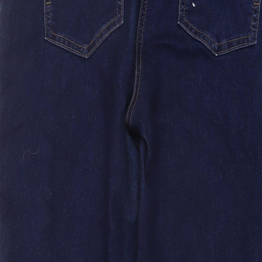 M&Co Womens Blue Cotton Straight Jeans Size 16 L28 in Regular Button