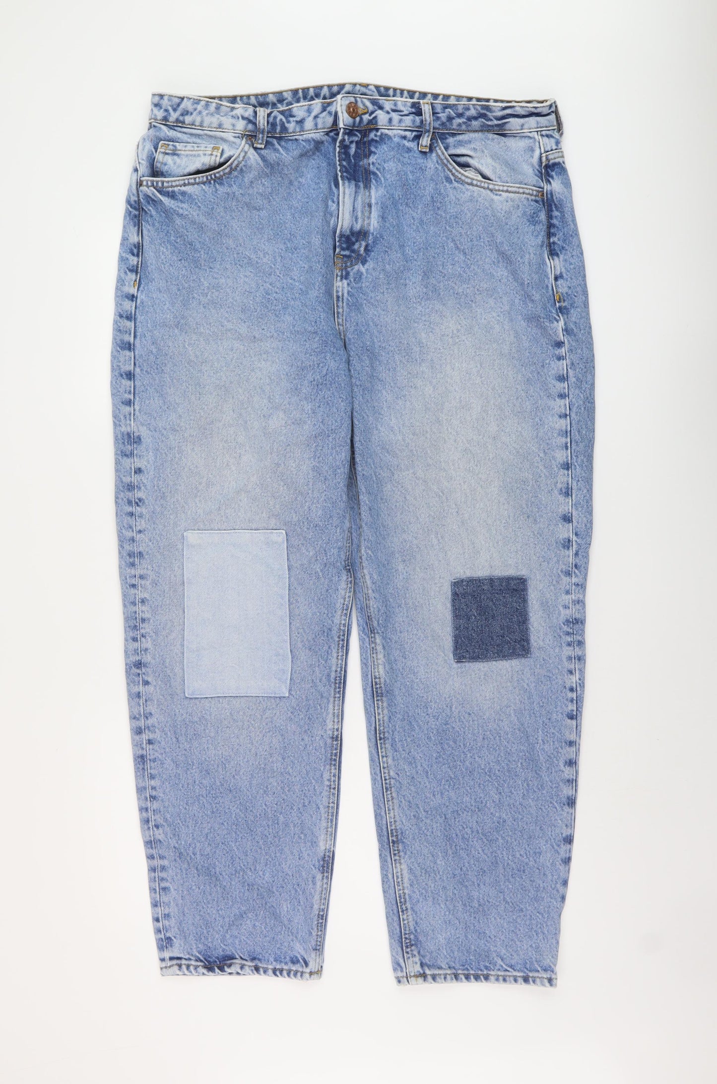 Very Womens Blue Cotton Mom Jeans Size 18 L28 in Regular Button