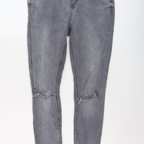 New Look Womens Grey Cotton Skinny Jeans Size 14 L26 in Regular Button