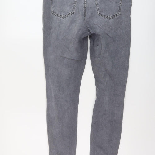 New Look Womens Grey Cotton Skinny Jeans Size 14 L26 in Regular Button